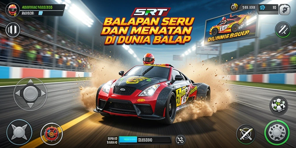 Screenshot 5RT menampilkan aksi balapan mendebarkan dan mobil kustom yang menawan.