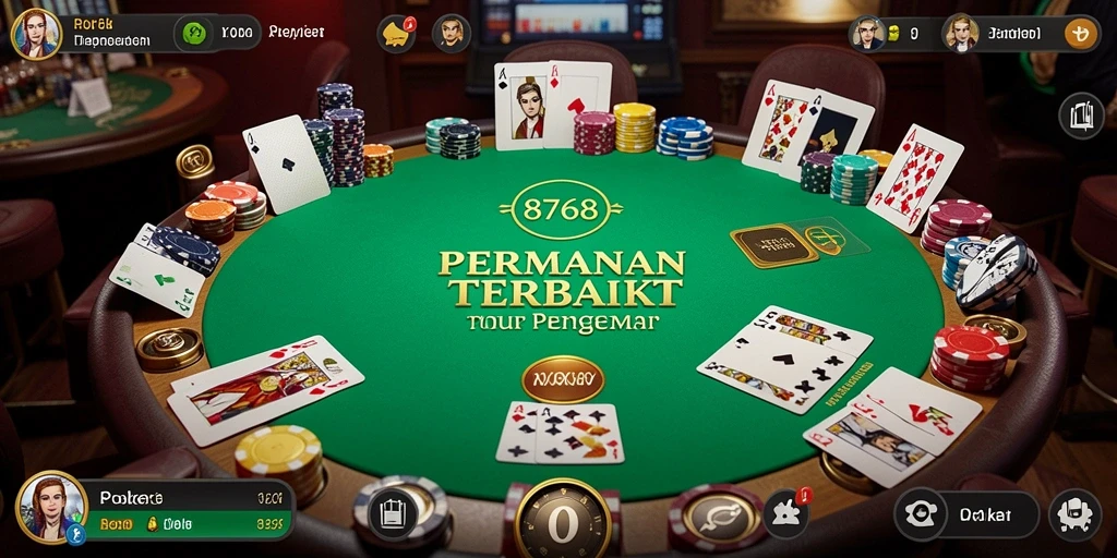 Gameplay poker seru di aplikasi 8768 dengan tampilan yang memukau.