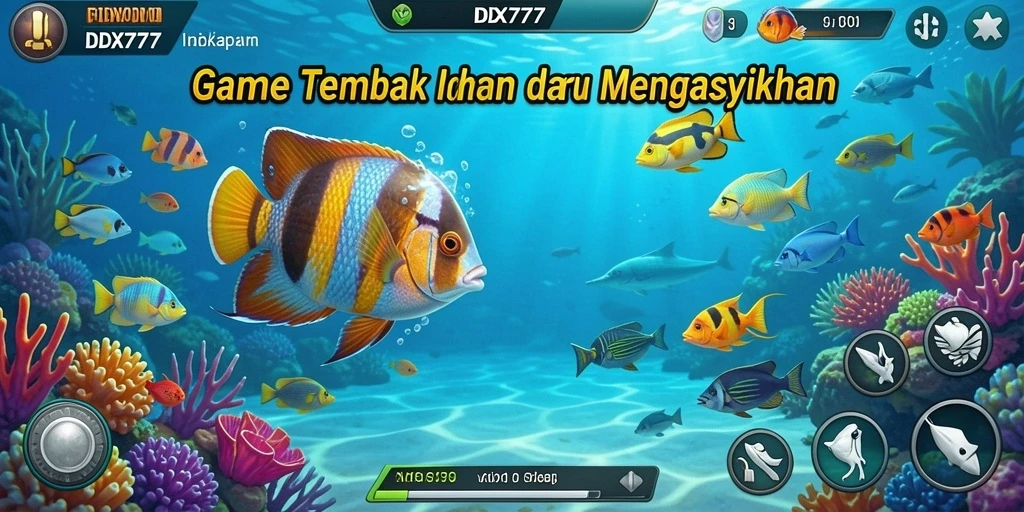 Tampilan gameplay seru permainan Tembak Ikan IDX777.