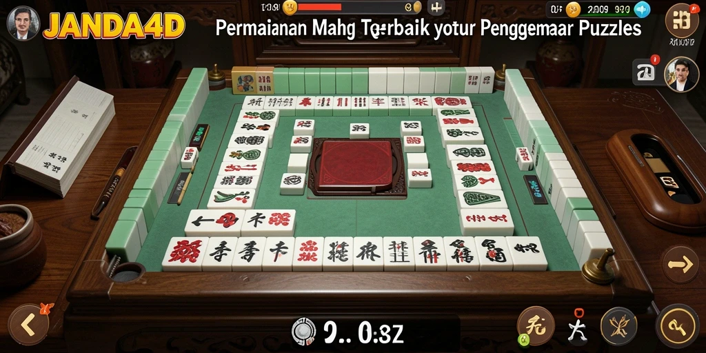 Tampilan gameplay menarik dari JANDA4D dengan ubin Mahjong berwarna-warni.