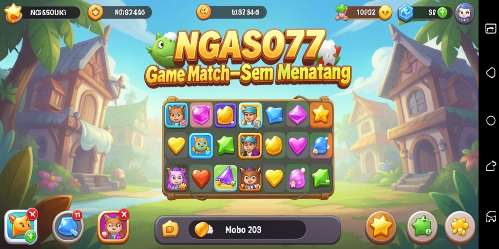 Gameplay seru NGASO77 menampilkan kombinasi objek-objek cerah.