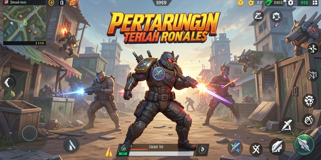 Screenshot gameplay S9S9 menampilkan aksi pertempuran seru dalam arena Battle Royale.