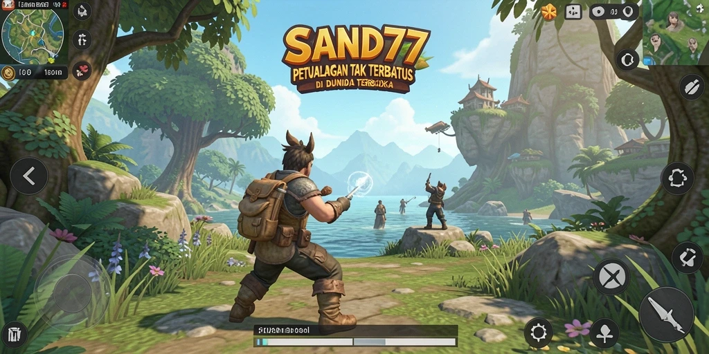 Screenshot gameplay SAND77 menampilkan petualangan hebat di dunia terbuka.
